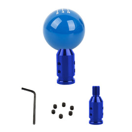 Brand New Universal 5 Speed Fuckin' Fast Round Blue Ball Gear Shift Knob Lever + Blue Adapter For Non Threaded Shifters M12x1.25