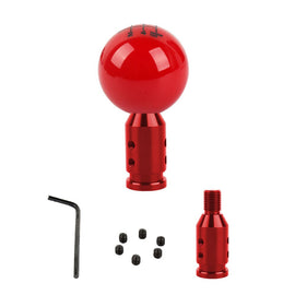 Brand New Universal 6 Speed Fuckin' Fast Round Red Ball Gear Shift Knob Lever + Red Adapter For Non Threaded Shifters M12x1.25