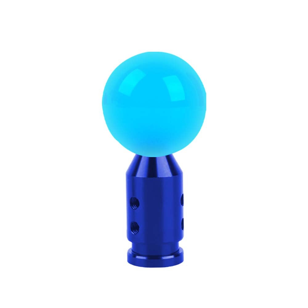 Brand New Universal Glow In Dark Blue Round Ball Gear Shift Knob Lever + Blue Adapter For Non Threaded Shifters M12x1.25