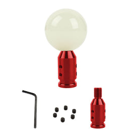 Brand New Universal Glow In Dark Blue Round Ball Gear Shift Knob Lever + Red Adapter For Non Threaded Shifters M12x1.25