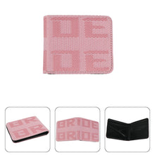 Load image into Gallery viewer, Brand New JDM Bride Pink Custom Stitched Racing Fabric Bifold Wallet Leather Gradate Men