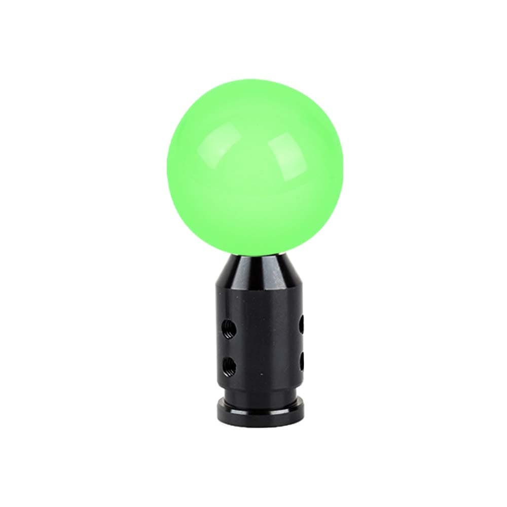 Brand New Universal Glow In Dark Green Round Ball Gear Shift Knob Lever + Black Adapter For Non Threaded Shifters M12x1.25