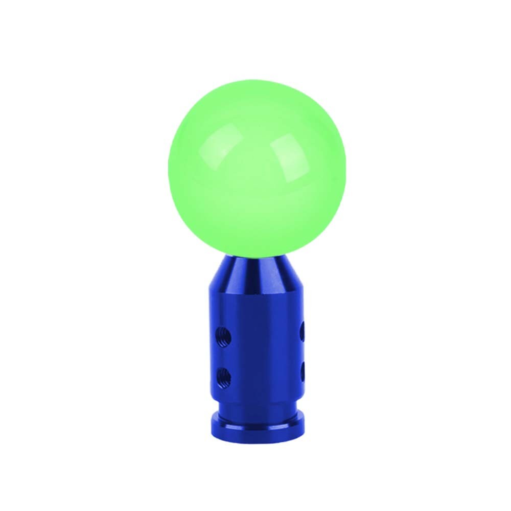 Brand New Universal Glow In Dark Green Round Ball Gear Shift Knob Lever + Blue Adapter For Non Threaded Shifters M12x1.25