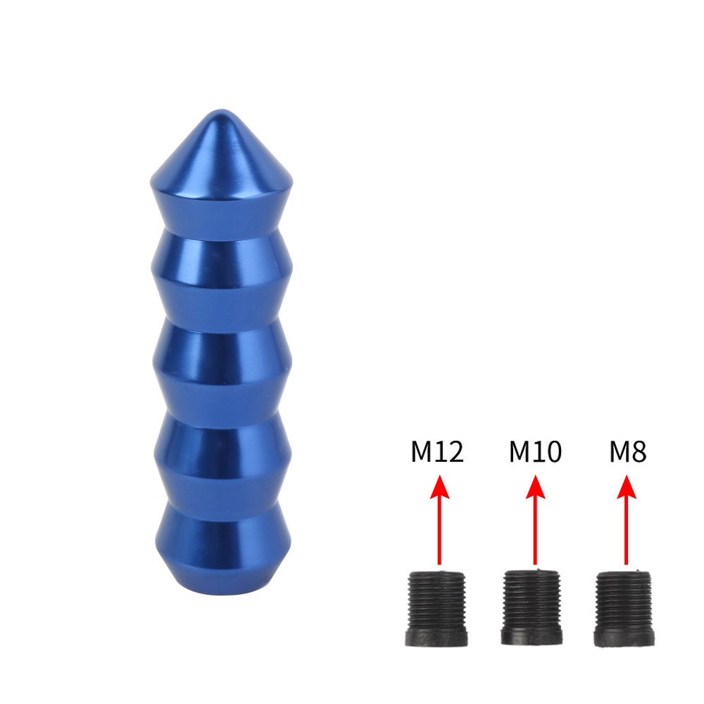 Brand New Universal V2 Bamboo Spike Aluminum Blue Manual Transmission Gear Stick Shift Knob Lever Shifter M8 M10 M12