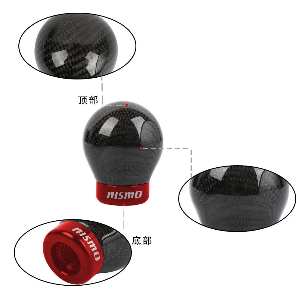 Brand New Nismo Universal Real Carbon Fiber Round Ball Manual Car Racing Gear Shift Knob Shifter M12 M10 M8