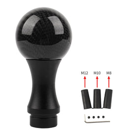 Brand New Universal JDM Black/Black Real Carbon Fiber Ball Shift Knob Manual Gear Shifter Lever Knob
