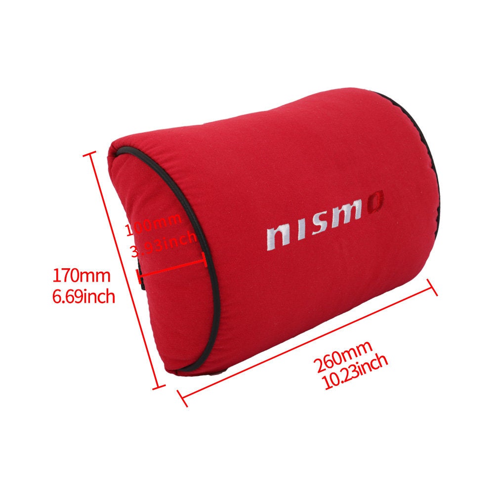 Brand New 1PCS JDM Nismo Red Fabric Material Car Neck Headrest Pillow Fabric Racing Seat