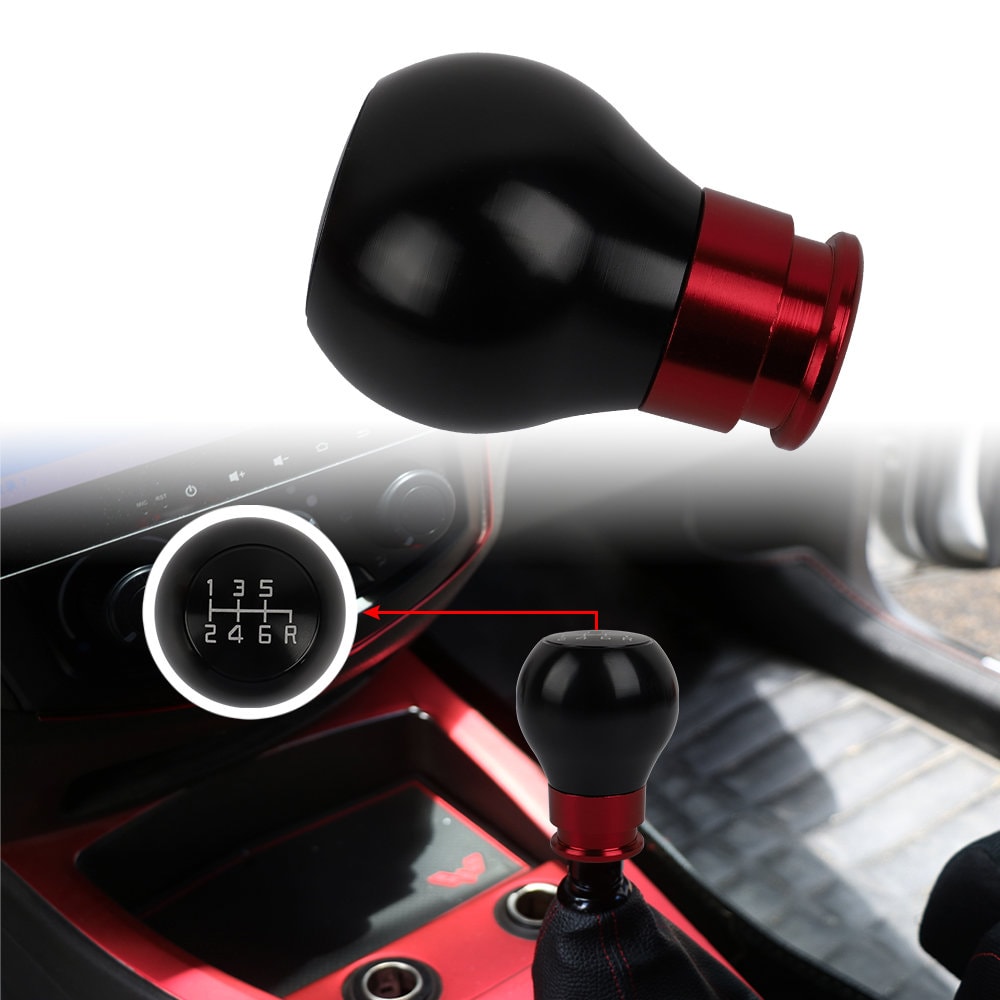 Brand New 6 Speed Aluminum Black/Red Universal Manual MT Racing Car Gear Shift Knob