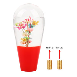 Brand New Universal JDM Red Crystal Real Flowers Head Manual Car Gear Shift Knob shifter M8 M10 M12