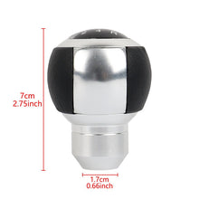 Load image into Gallery viewer, Brand New 5 Speed Leather Round Ball Shape Universal Car Gear Shift Knob Shifter Lever Silver M8 M10 M12
