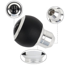 Load image into Gallery viewer, Brand New 5 Speed Leather Round Ball Shape Universal Car Gear Shift Knob Shifter Lever Silver M8 M10 M12