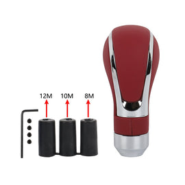 Brand New Universal Red Leather Automatic Auto Car Gear Stick Shift Knob Shifter Lever M8 M10 M12