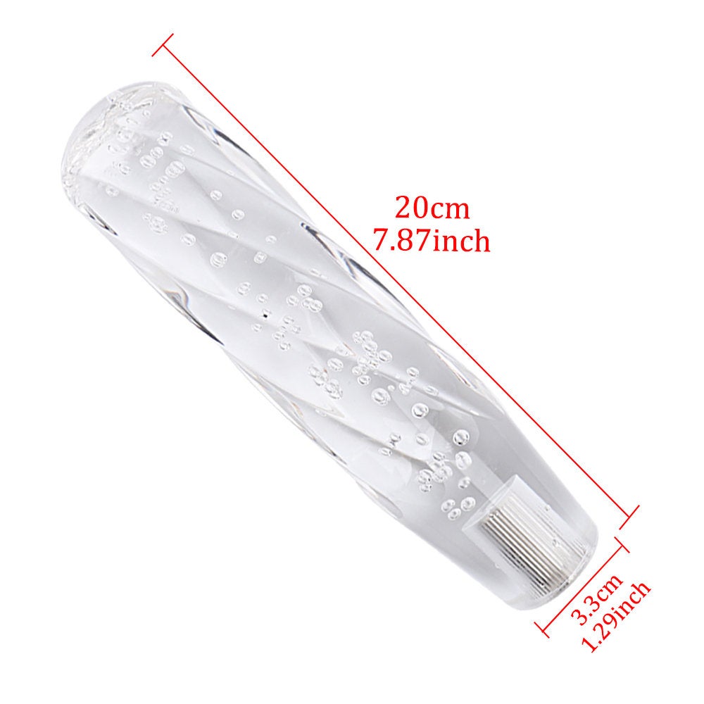 Brand New Universal VIP 200mm Transparent Manual Clear Twist Crystal Bubble Racing Gear Shift Knob M8 M10 M12