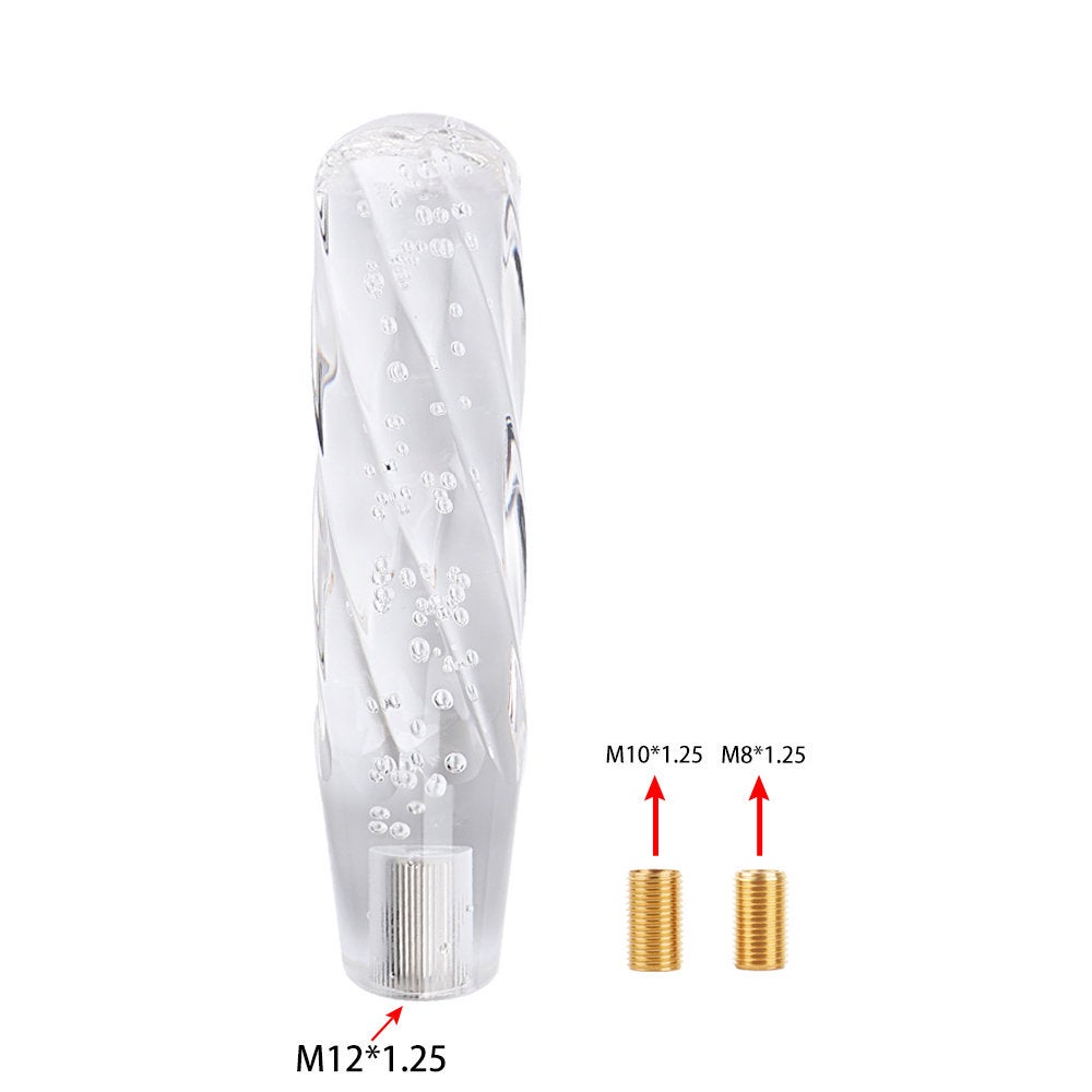 Brand New Universal VIP 200mm Transparent Manual Clear Twist Crystal Bubble Racing Gear Shift Knob M8 M10 M12