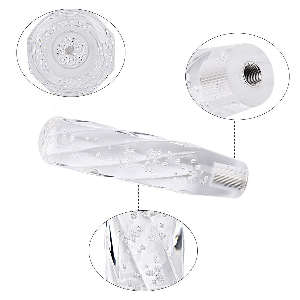 Brand New Universal VIP 200mm Transparent Manual Clear Twist Crystal Bubble Racing Gear Shift Knob M8 M10 M12