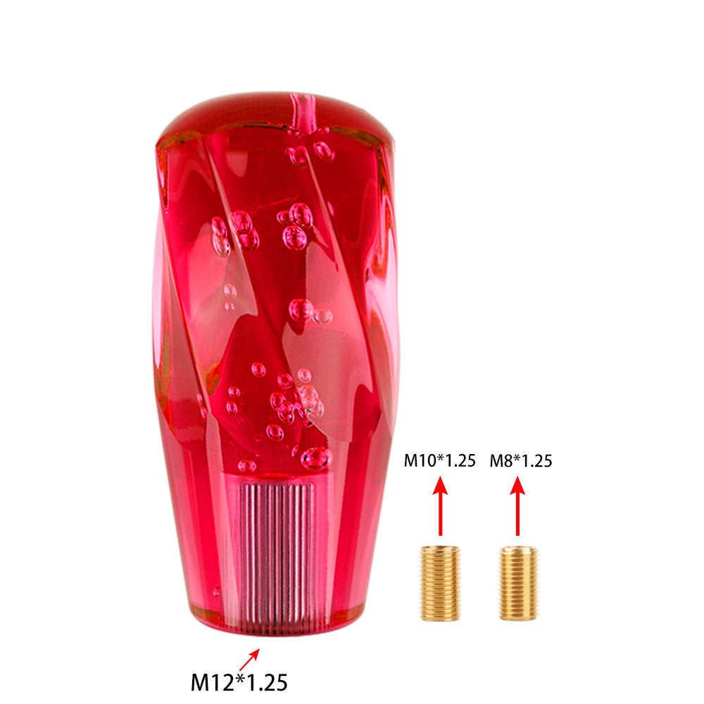 Brand New Universal VIP 100mm Transparent Manual Red Twist Crystal Bubble Racing Gear Shift Knob M8 M10 M12