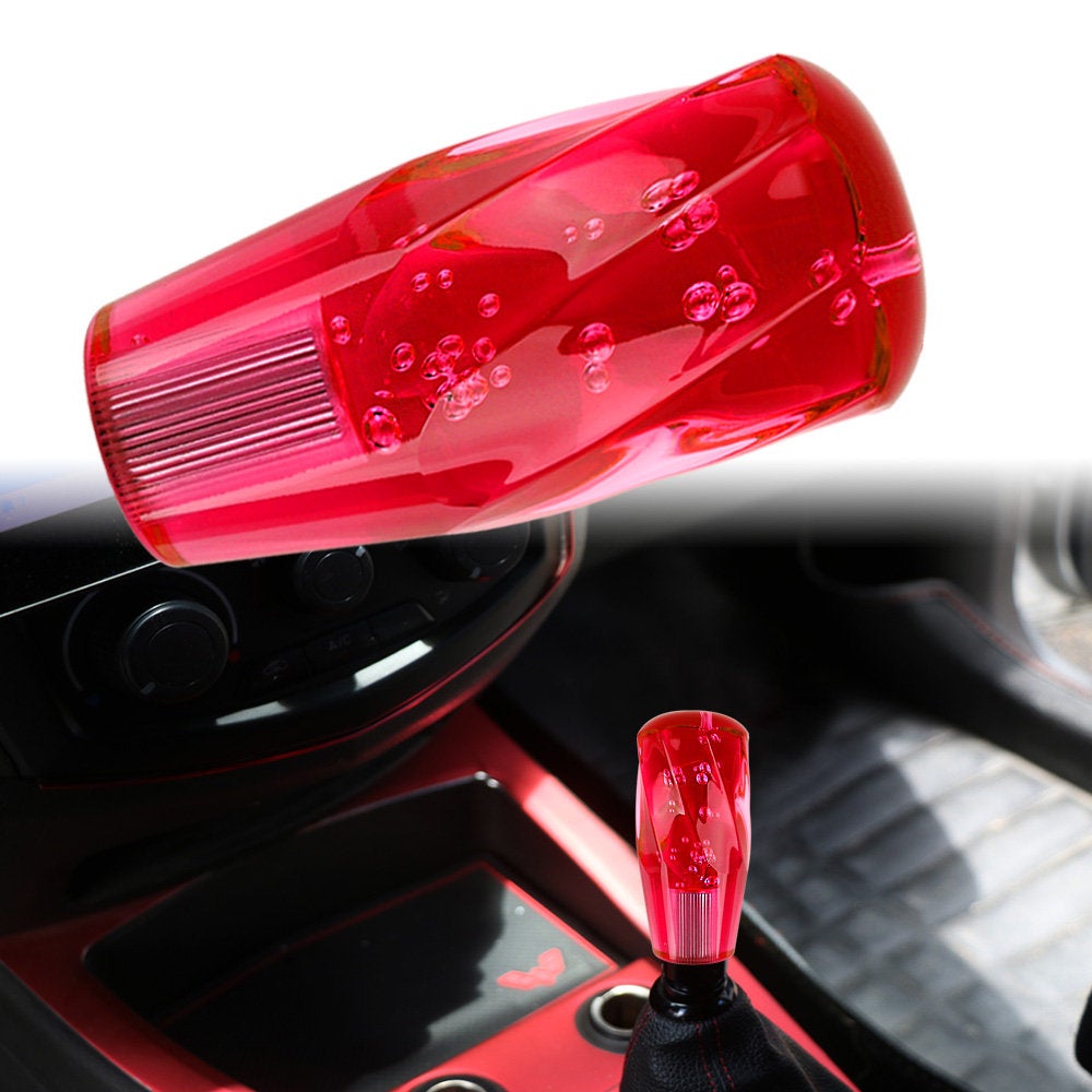 Brand New Universal VIP 100mm Transparent Manual Red Twist Crystal Bubble Racing Gear Shift Knob M8 M10 M12
