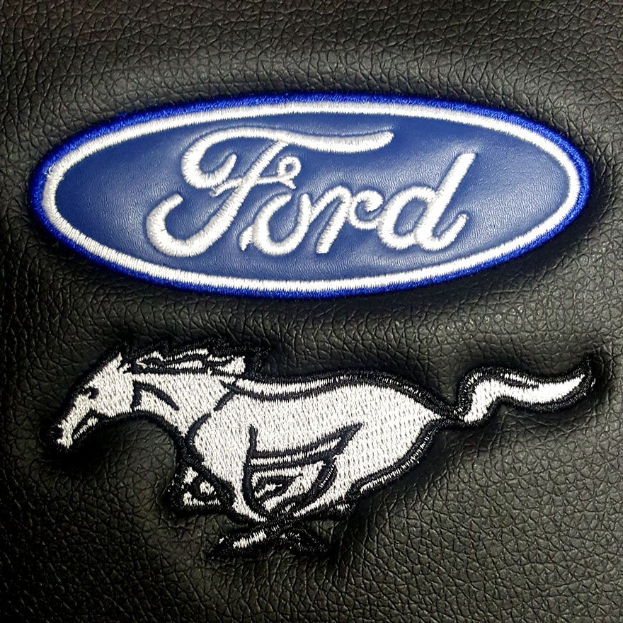 BRAND New 2PCS Universal Ford Mustang Elite Synthetic Leather Car Truck Suv 2 Front Sideless Seat Covers Set + Headrest Cover Also