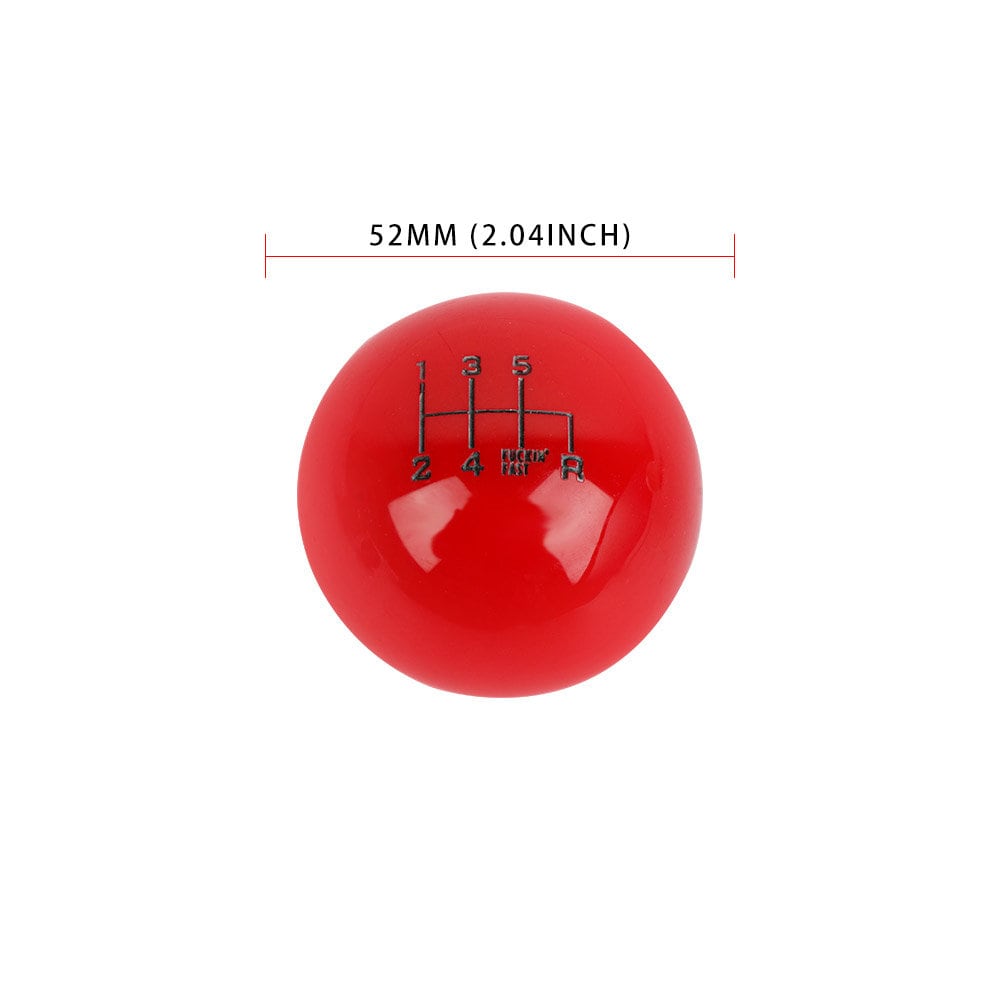 Brand New Universal 6 Speed Fuckin' Fast Round Red Ball Gear Shift Knob Lever + Red Adapter For Non Threaded Shifters M12x1.25