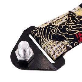 Brand New Jdm Sakura Koi Fish High Strength Black Tow Towing Strap Hook For Front / REAR BUMPER JDM