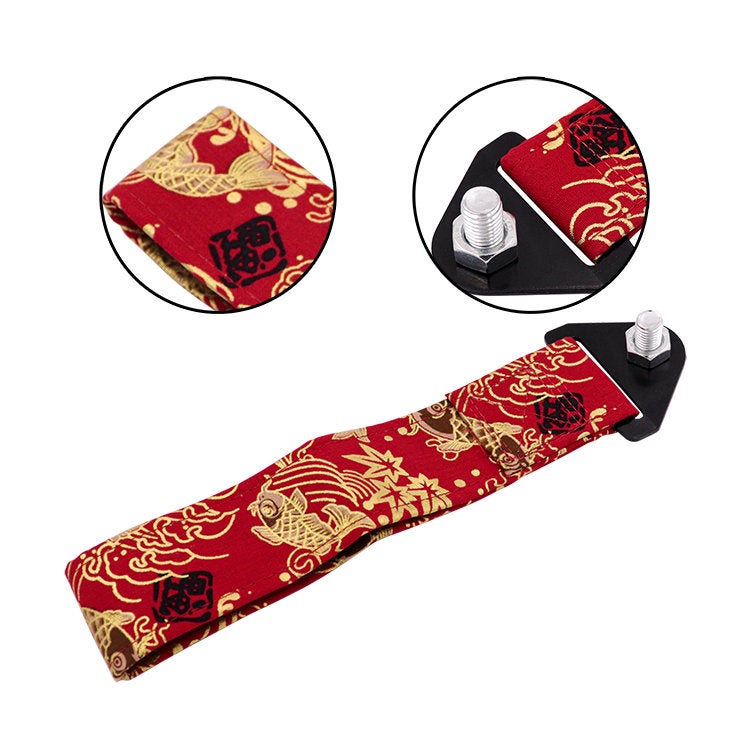 Brand New Jdm Sakura Koi Fish High Strength Red Tow Towing Strap Hook For Front / REAR BUMPER JDM