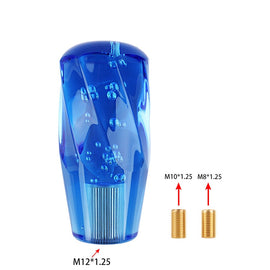 Brand New Universal VIP 100mm Transparent Manual Blue Twist Crystal Bubble Racing Gear Shift Knob M8 M10 M12