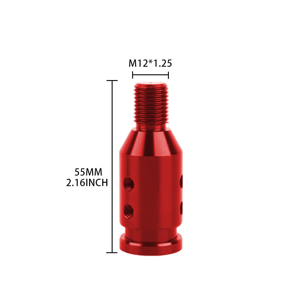 Brand New Universal Red Aluminum Shift Knob Adapter For Non Threaded Shifters M12x1.25