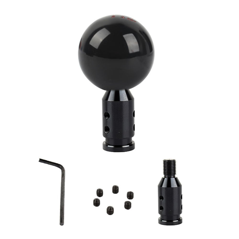 Brand New Universal 6 Speed Fuckin' Fast Round White Ball Gear Shift Knob Lever + Black Adapter For Non Threaded Shifters M12x1.25