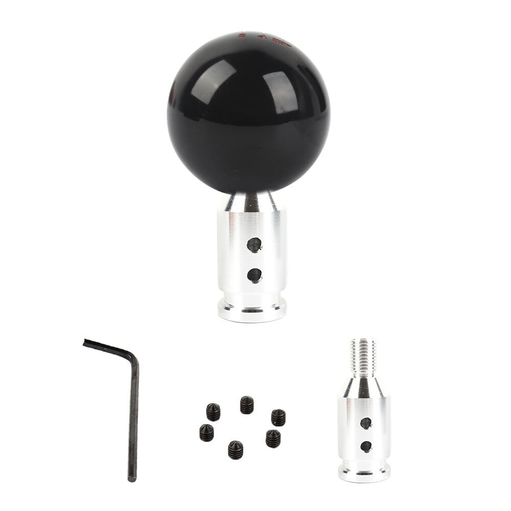 Brand New Universal 6 Speed Fuckin' Fast Round White Ball Gear Shift Knob Lever + Silver Adapter For Non Threaded Shifters M12x1.25