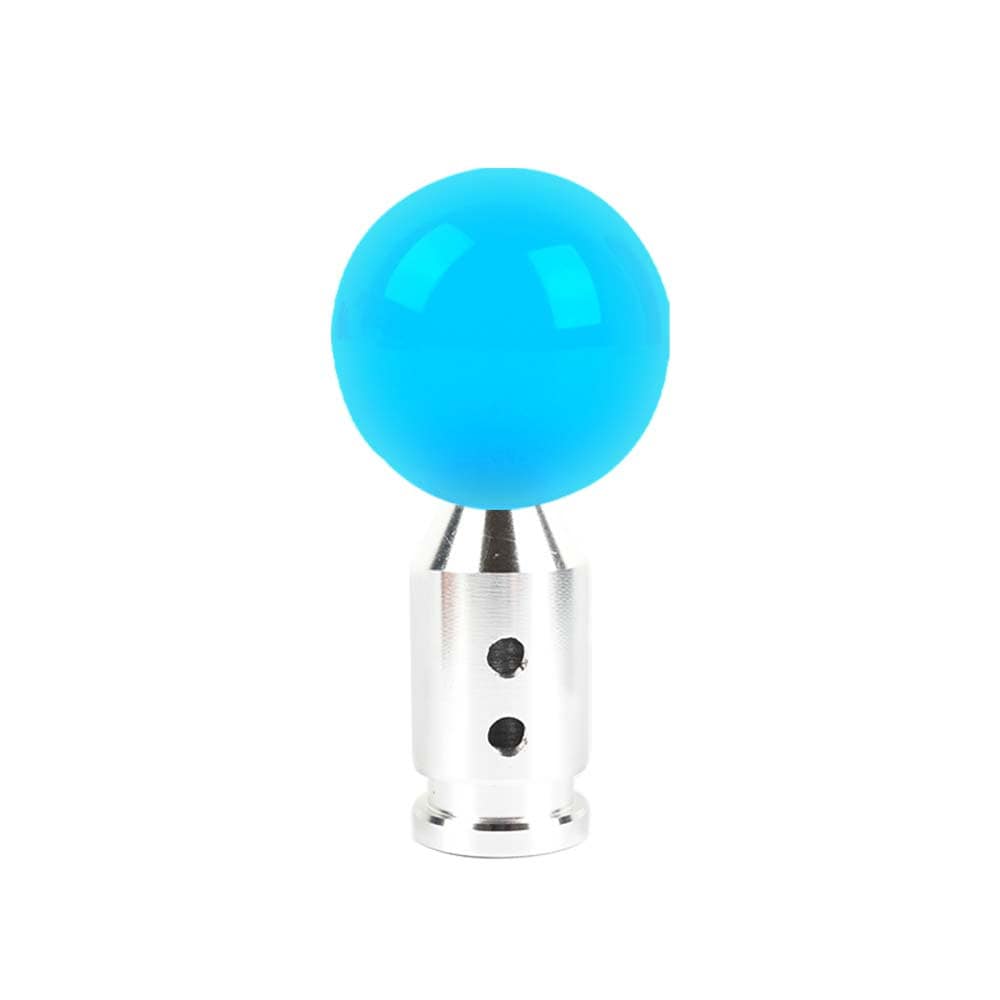 Brand New Universal Glow In Dark Blue Round Ball Gear Shift Knob Lever + Silver Adapter For Non Threaded Shifters M12x1.25