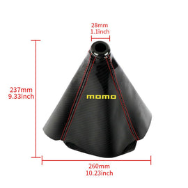 Brand New Universal Momo Carbon Fiber Leather PVC Style Black Stitch Leather Gear Manual Shifter Shift Knob Boot