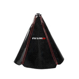 Brand New Universal Nismo Carbon Fiber Leather PVC Style Black Stitch Leather Gear Manual Shifter Shift Knob Boot