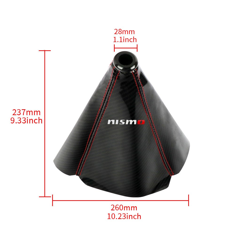 Brand New Universal Nismo Carbon Fiber Leather PVC Style Black Stitch Leather Gear Manual Shifter Shift Knob Boot