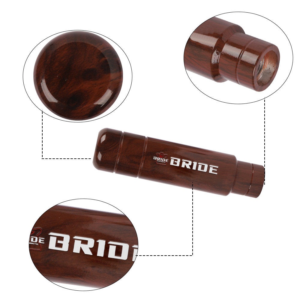 Brand New Universal 13CM Bride Aluminum Wood Manual Gear Stick Shift Knob Lever Shifter M8 M10 M12