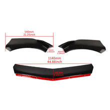 Load image into Gallery viewer, Brand New 3PCS Universal V2 Glossy Black With Red Lining Front Bumper Protector Body Splitter Spoiler Lip