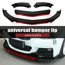 Load image into Gallery viewer, Brand New 3PCS Universal V2 Glossy Black With Red Lining Front Bumper Protector Body Splitter Spoiler Lip