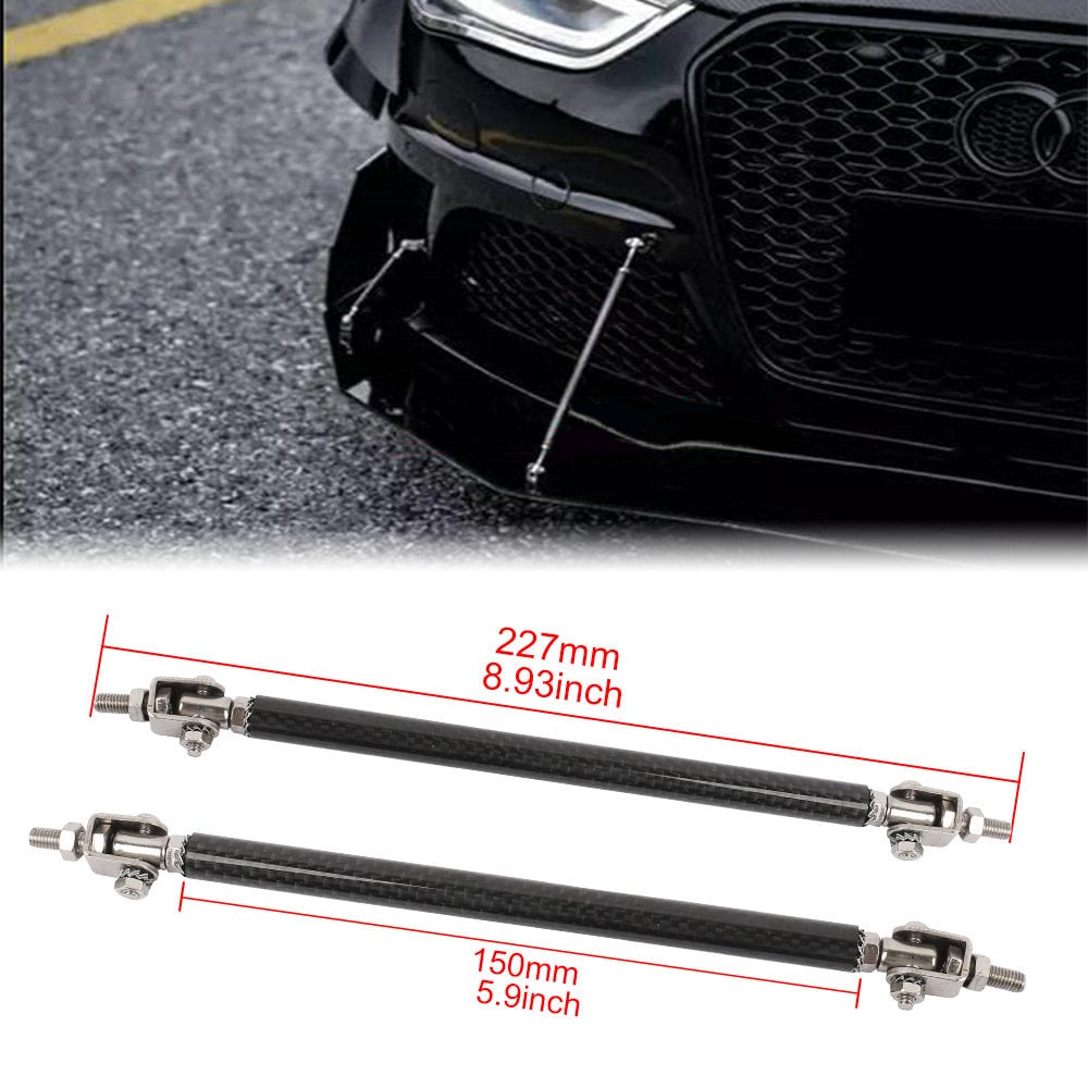 Brand New 2PCS Car Universal Bumper Lip Splitter Real Carbon Fiber Rod Strut Tie Bar Support 15CM