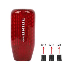 Brand New Universal V5 Bride Red Real Carbon Fiber Car Gear Stick Shift Knob For MT Manual M12 M10 M8
