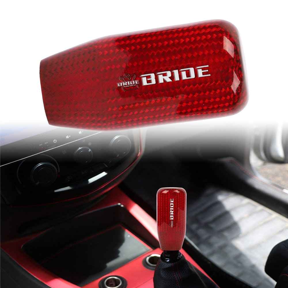 Brand New Universal V5 Bride Red Real Carbon Fiber Car Gear Stick Shift Knob For MT Manual M12 M10 M8