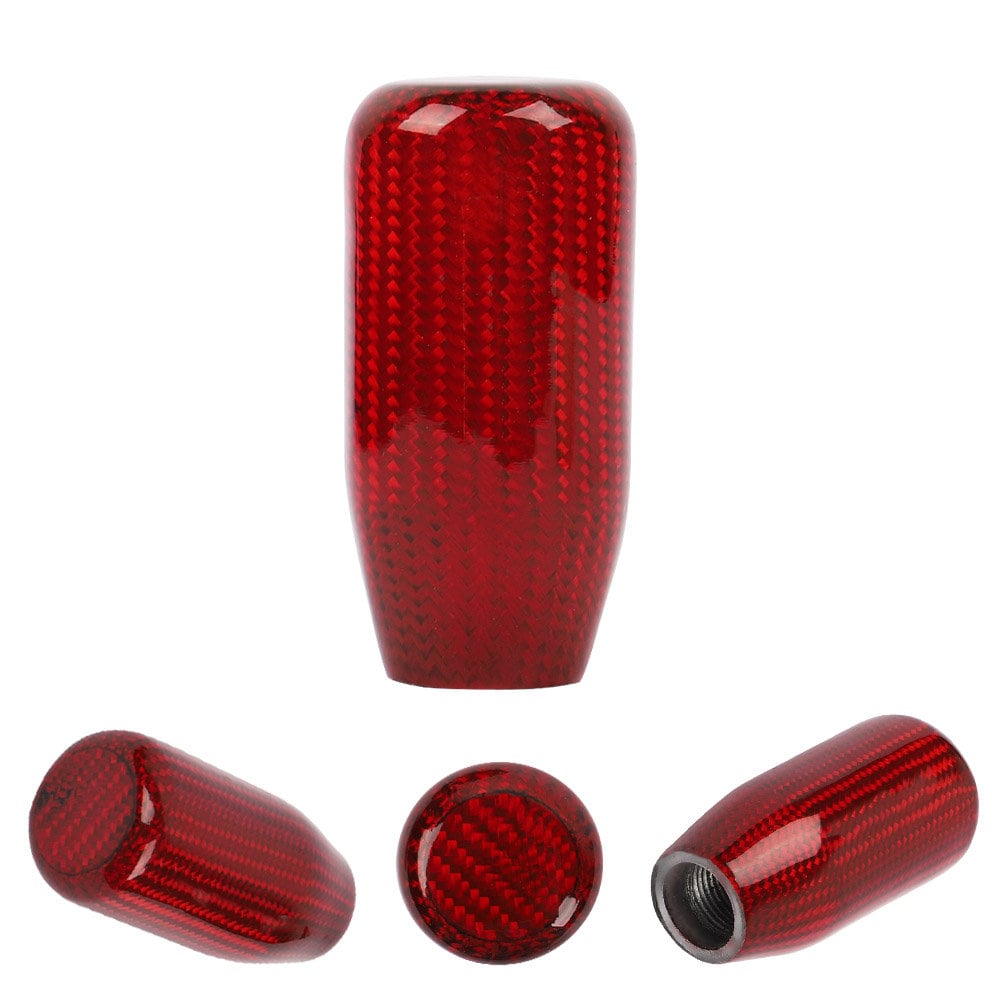 Brand New Universal V5 Red Real Carbon Fiber Car Gear Stick Shift Knob For MT Manual M12 M10 M8