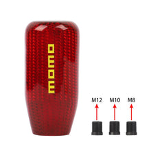 Load image into Gallery viewer, Brand New Universal V5 Momo Red Real Carbon Fiber Car Gear Stick Shift Knob For MT Manual M12 M10 M8