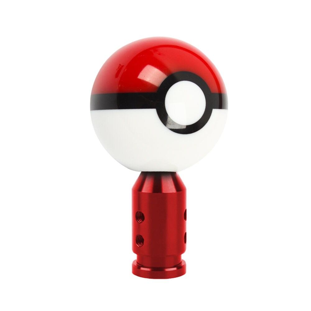 Brand New Universal JDM Pokeball Round Ball Gear Shift Knob Lever + Red Adapter For Non Threaded Shifters M12x1.25