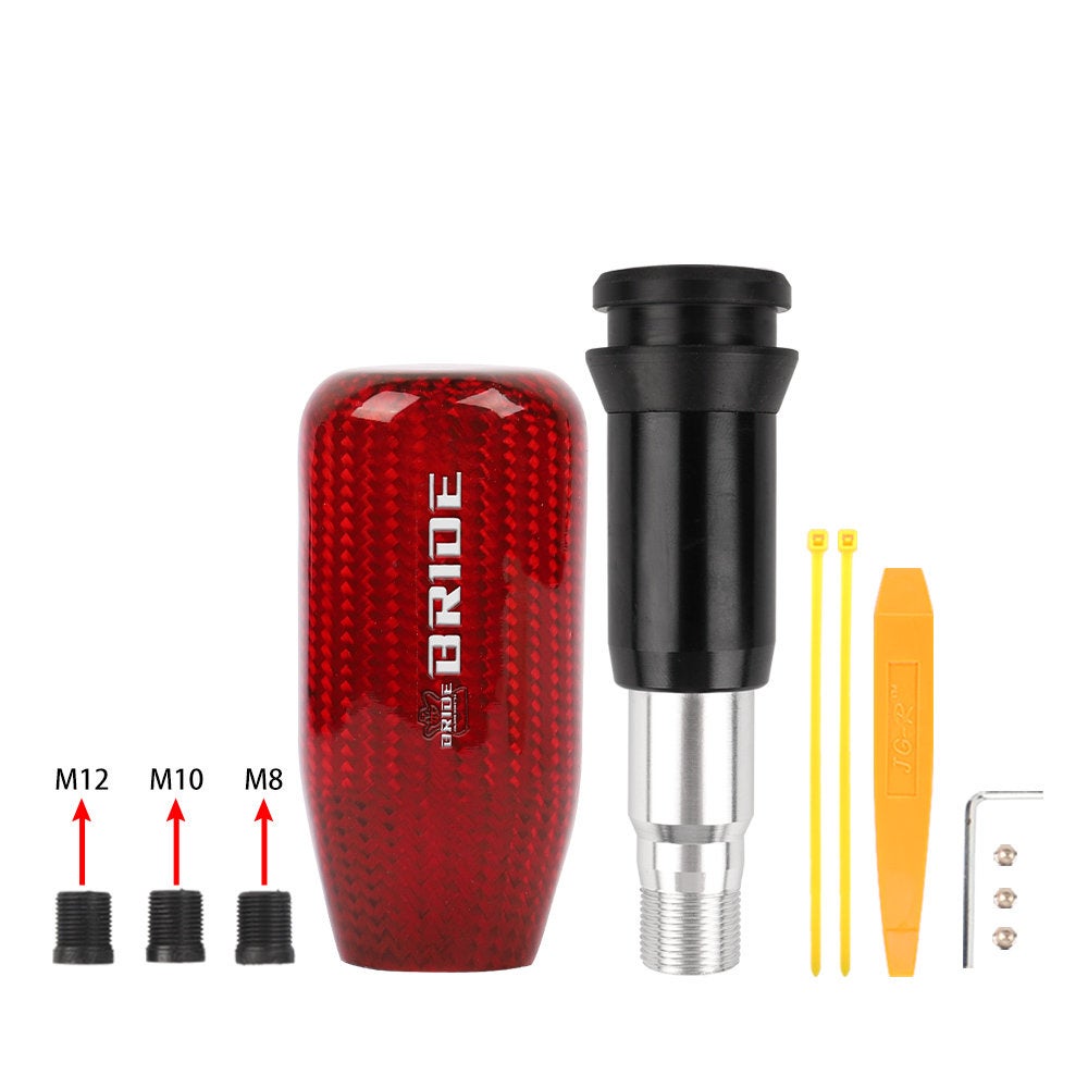 Brand New Universal Bride Red Real Carbon Fiber Automatic Gear Shift Knob Shifter Lever