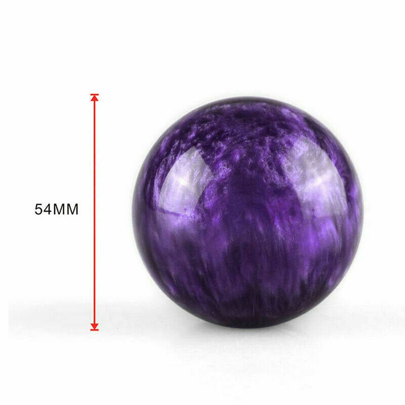 Brand New Universal JDM Pearl Purple Round Ball Gear Shift Knob Lever + Silver Adapter For Non Threaded Shifters M12x1.25