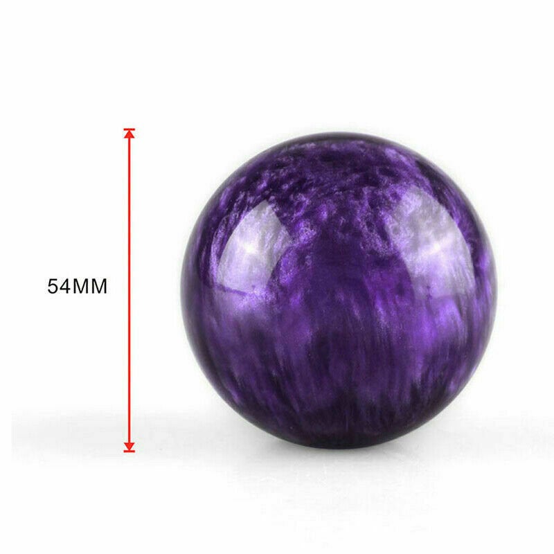 Brand New Universal JDM Pearl Purple Round Ball Gear Shift Knob Lever + Blue Adapter For Non Threaded Shifters M12x1.25