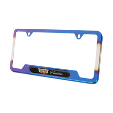 Load image into Gallery viewer, Brand New Universal 2PCS Cadillac Titanium Burnt Blue Metal License Plate Frame