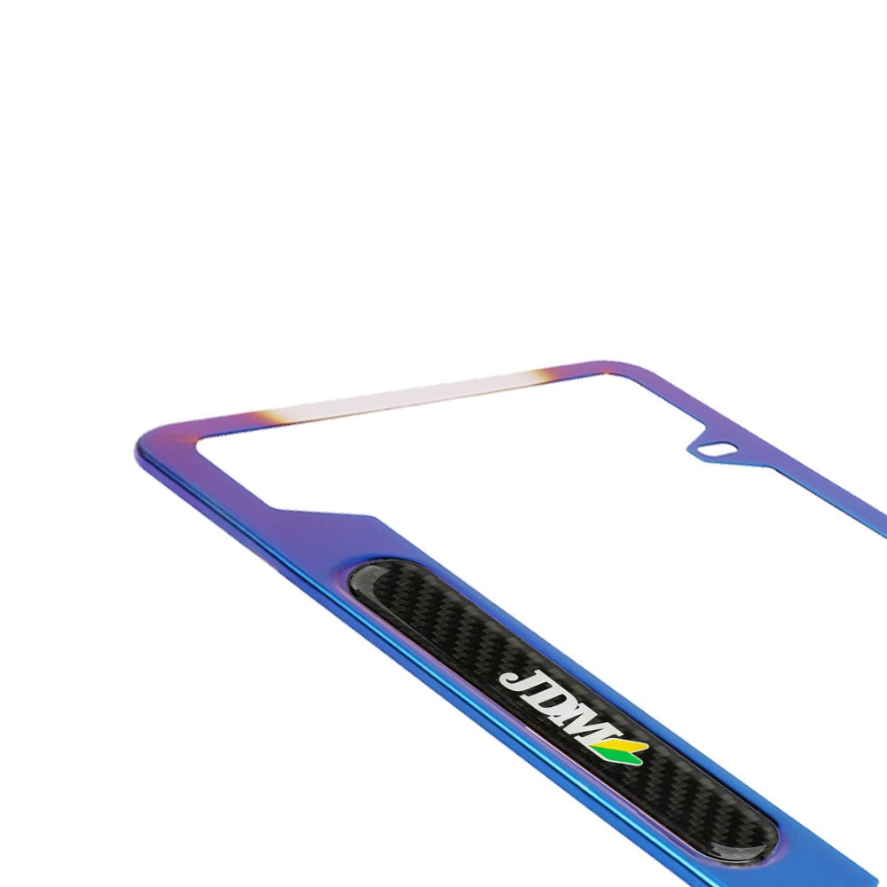 Brand New Universal 1PCS JDM Beginner Leaf Titanium Burnt Blue Metal License Plate Frame