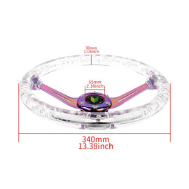 Brand New Universal JDM Beginner Leaf 6-Hole 350mm Deep Dish Vip Clear Crystal Bubble Neo Spoke STEERING WHEEL