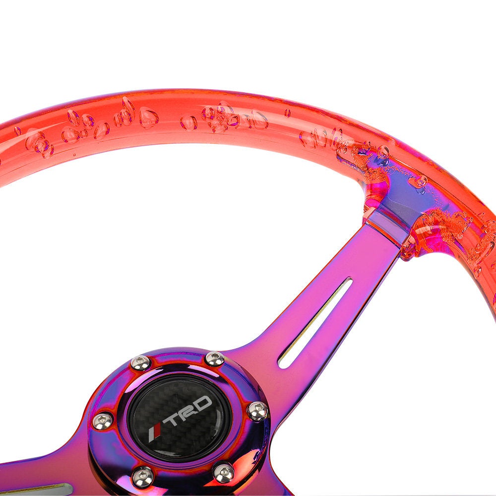 Brand New Universal Jdm TRD 6-Hole 350mm Deep Dish Vip Red Crystal Bubble Neo Spoke STEERING WHEEL