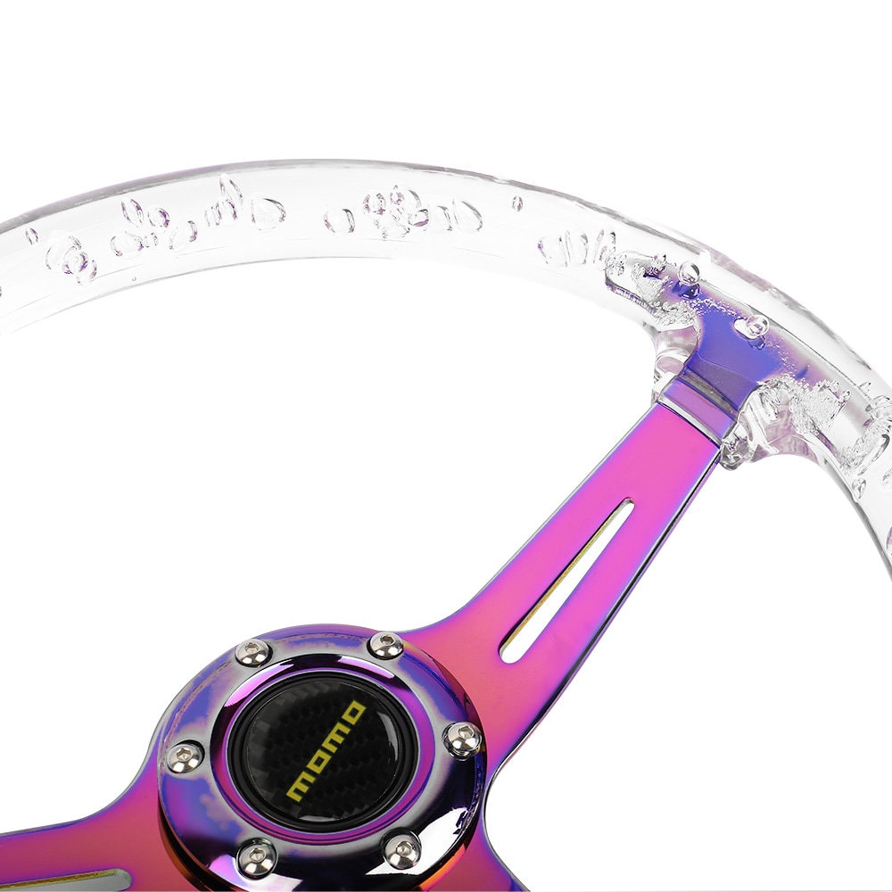 Brand New Universal Momo 6-Hole 350mm Deep Dish Vip Clear Crystal Bubble Neo Spoke STEERING WHEEL